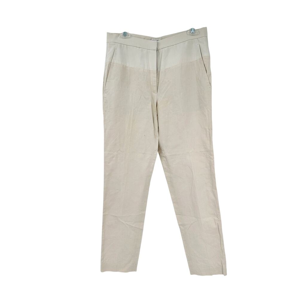 Brunello Cucinelli Straight Leg Linen Trouser Pants Women Size 6 Beige EXCELLENT